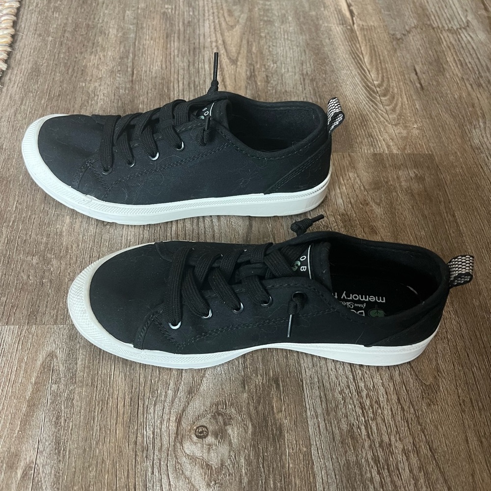 BOBS from Skechers Black Canvas Sneakers with White Sole